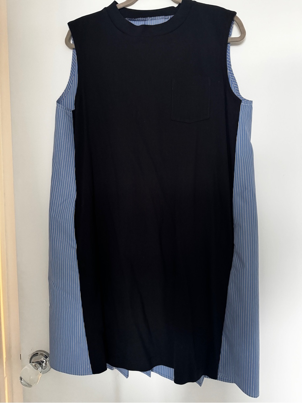 Sacai NWOT Navy Cotton Poplin Dress with Blue Stripe - Picture 3 of 7